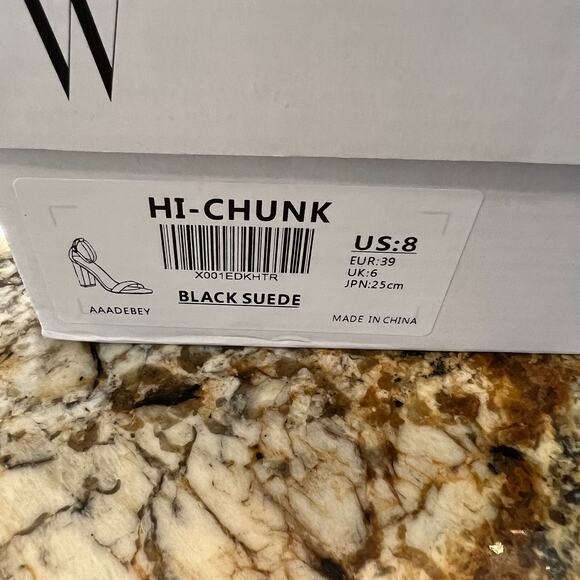 NWT Dream Pairs Black Suede Hi-Chunk High Heel Pump Sandals - SIZE 8 - Picture 13 of 13